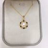 Pearl Necklace Natural Freshwater Pearl Pendant With Blue Zircon Micro Set Flat Round And Rose Buns Round Shape Copper Accessories