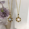 Pearl Necklace Natural Freshwater Pearl Pendant With Blue Zircon Micro Set Flat Round And Rose Buns Round Shape Copper Accessories