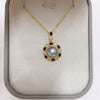 Pearl Necklace Natural Freshwater Pearl Pendant With Blue Zircon Micro Set Flat Round And Rose Buns Round Shape Copper Accessories