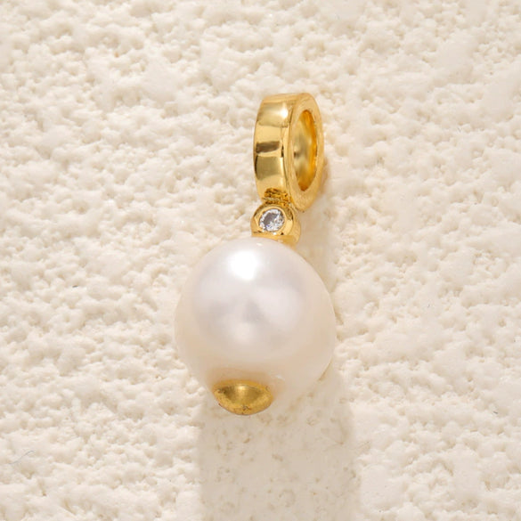 Pearl Necklace Pendant Bow Bucket Beads Zircon Copper Goldplated Jewelry