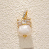 Pearl Necklace Pendant Bow Bucket Beads Zircon Copper Goldplated Jewelry