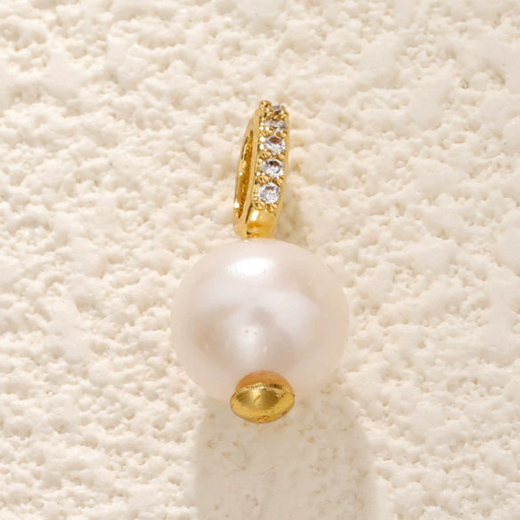 Pearl Necklace Pendant Bow Bucket Beads Zircon Copper Goldplated Jewelry