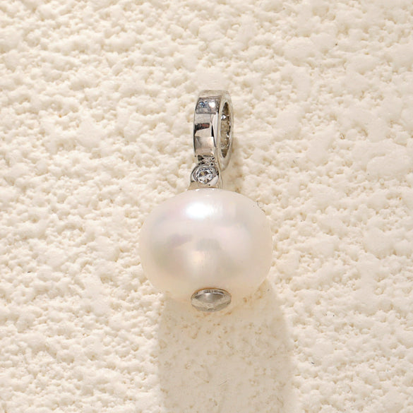 Pearl Necklace Pendant Bow Bucket Beads Zircon Copper Goldplated Jewelry