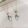 Pearl Necklace Pendant Jewelry Natural Freshwater Pearl Tassel Leaf Design Copper Accessories