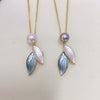 Pearl Necklace Pendant Jewelry Natural Freshwater Pearl Tassel Leaf Design Copper Accessories