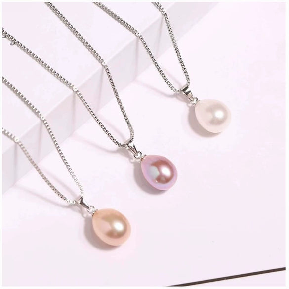 Pearl Necklace S925 Sterling Silver Riceshaped Freshwater Pearl Pendant Melon Clasp