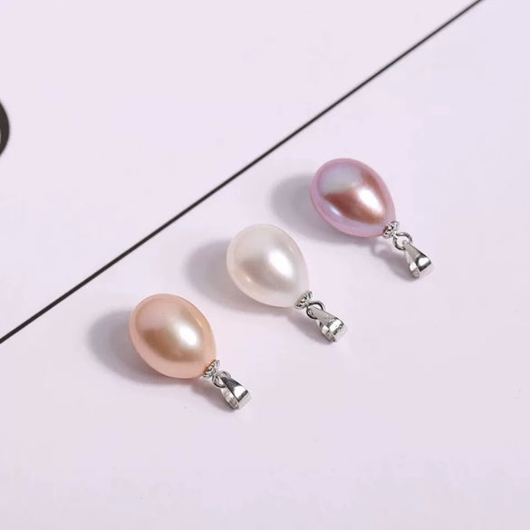 Pearl Necklace S925 Sterling Silver Riceshaped Freshwater Pearl Pendant Melon Clasp