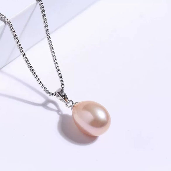 Pearl Necklace S925 Sterling Silver Riceshaped Freshwater Pearl Pendant Melon Clasp