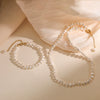 Pearl Necklace Stainless Steel Geometric Baroque Style For Women