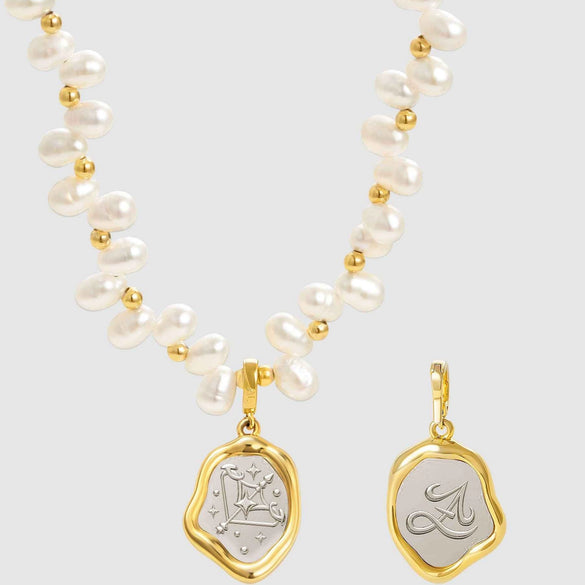 Pearl Necklace Stainless Steel Geometric Constellation Electroplating Women's