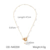 Pearl Necklace Stainless Steel Heartshaped Pendant Vacuum Plated For Women