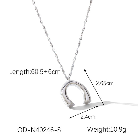 Pearl Necklace Stainless Steel Heartshaped Pendant Vacuum Plated For Women