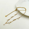 Pearl Necklace Stainless Steel 18K Gold Electroplated Tassel Pendant Necklace For Women