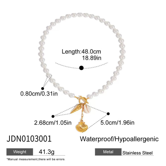 Pearl Necklace Stainless Steel Titanium Steel Geometric Pendant Jewelry For Women French Retro Minimalist Electroplating