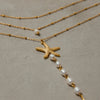 Pearl Necklace Stainless Steel Titanium Steel Geometric Starfish Electroplated Marine Style Women's