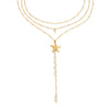 Pearl Necklace Stainless Steel Titanium Steel Geometric Starfish Electroplated Marine Style Women's