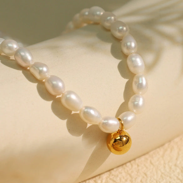 Pearl Necklace 316L Stainless Steel Baroque Retro Electroplating Women's Light Luxury Niche Highend Design Allmatch Collarbone Chain