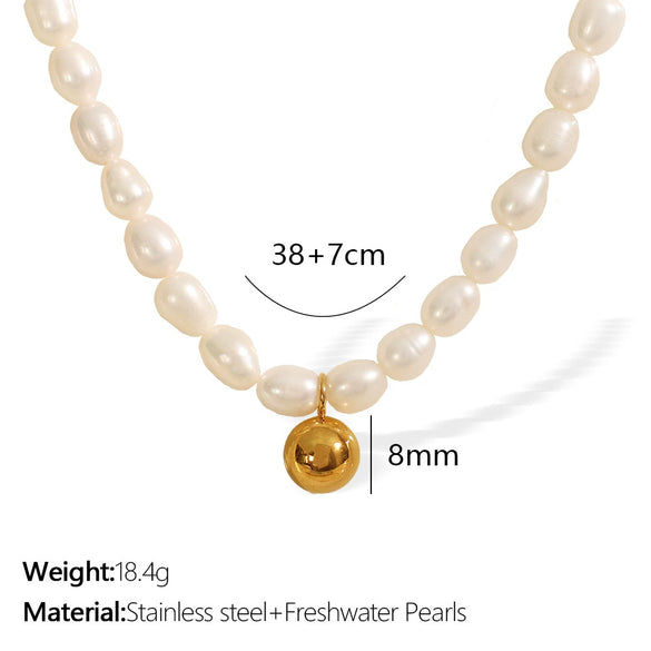 Pearl Necklace 316L Stainless Steel Baroque Retro Electroplating Women's Light Luxury Niche Highend Design Allmatch Collarbone Chain