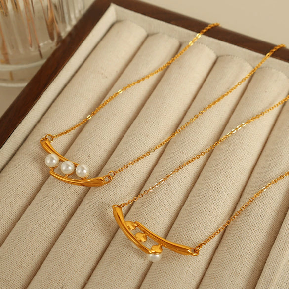 Pearl Necklace 316L Stainless Steel Electroplating Fashion Geometric Women's