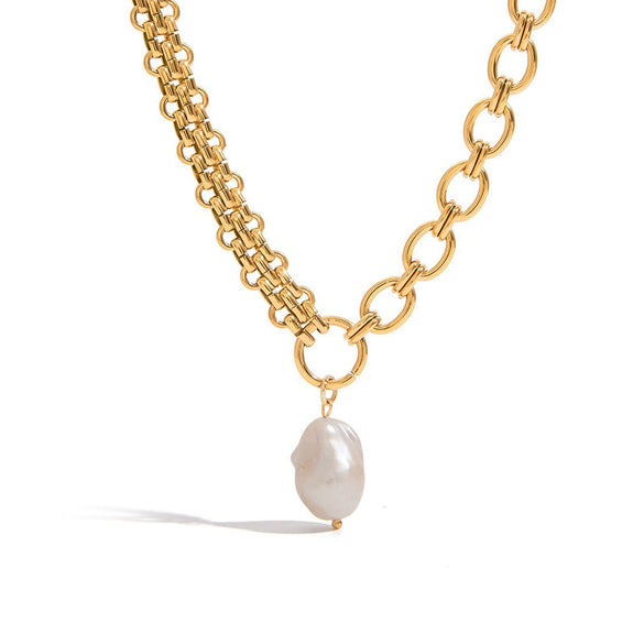 Pearl Necklace Titanium Steel Stainless Steel Geometric Women's Electroplating Jewelry