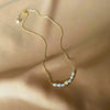 Pearl Necklace Vacuum Electroplated Heart Design Women's Cross Chain