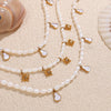 Pearl Necklace With Starburst Zircon Pendant 316L Stainless Steel 316L Stainless Steel Electroplating Jewelry For Women