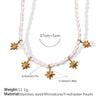 Pearl Necklace With Starburst Zircon Pendant 316L Stainless Steel 316L Stainless Steel Electroplating Jewelry For Women