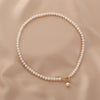 Pearl Necklace Women's Fashion Natural Simple Geometric Design Ot Buckle Clavicle Chain