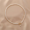 Pearl Necklace Women's Fashion Natural Simple Geometric Design Ot Buckle Clavicle Chain