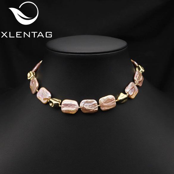 Pearl Necklace Women's Retro Geometric Style Beaded Clavicle Chain With Electroplating