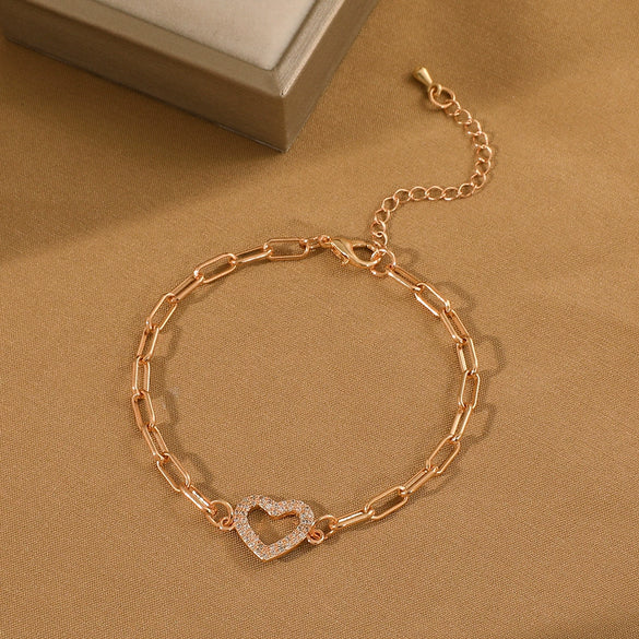 Pearl Pendant Bracelet Zinc Alloy Heart Shape Electroplated For Women
