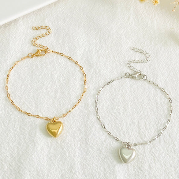 Pearl Pendant Bracelet Zinc Alloy Heart Shape Electroplated For Women