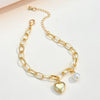 Pearl Pendant Bracelet Zinc Alloy Heart Shape Electroplated For Women