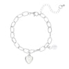 Pearl Pendant Bracelet Zinc Alloy Heart Shape Electroplated For Women