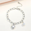 Pearl Pendant Bracelet Zinc Alloy Heart Shape Electroplated For Women
