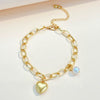 Pearl Pendant Bracelet Zinc Alloy Heart Shape Electroplated For Women