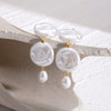 Pearl Pendant Earrings Stainless Steel Irregular Button Baroque Literary Style Electroplating For Women