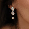 Pearl Pendant Earrings Stainless Steel Irregular Button Baroque Literary Style Electroplating For Women