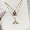 Pearl Pendant Fishtail Necklace Freshwater Pearl Copper 18K Gold Plated Purple