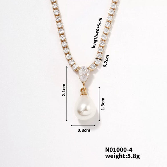 Pearl Pendant Jewelry Copper Geometric Electroplating For Women