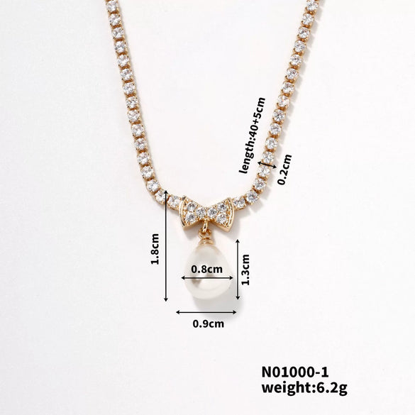 Pearl Pendant Jewelry Copper Geometric Electroplating For Women