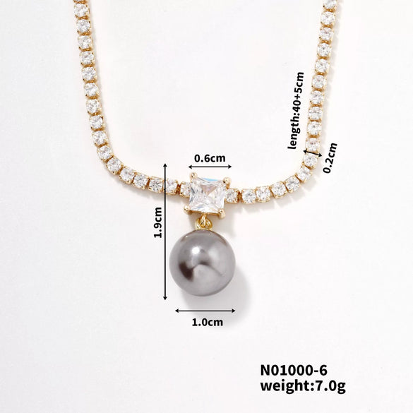 Pearl Pendant Jewelry Copper Geometric Electroplating For Women
