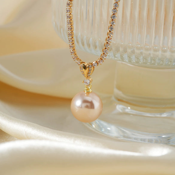 Pearl Pendant Jewelry Copper Geometric Electroplating For Women
