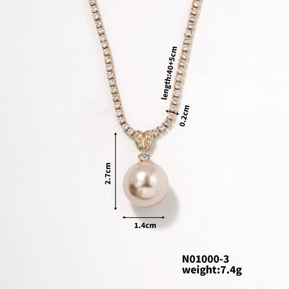 Pearl Pendant Jewelry Copper Geometric Electroplating For Women