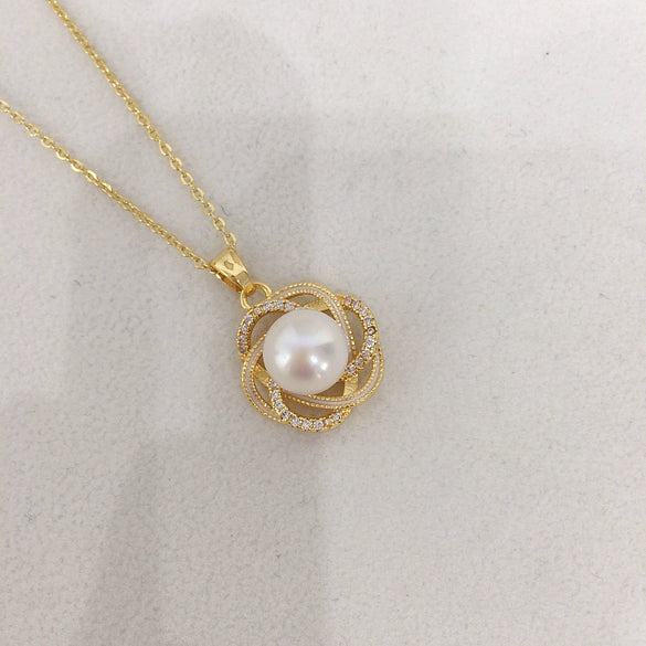 Pearl Pendant Jewelry Natural Freshwater Pearl Copper Minimalist Flat Round And Bun Round Shape Wreath Bird's Nest Design