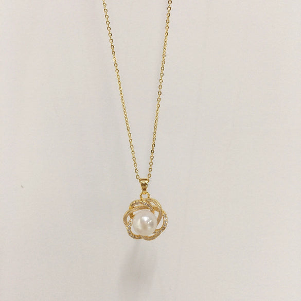 Pearl Pendant Jewelry Natural Freshwater Pearl Copper Minimalist Flat Round And Bun Round Shape Wreath Bird's Nest Design