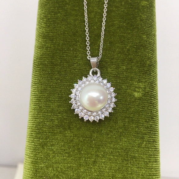 Pearl Pendant Necklace Copper Freshwater Pearl Geometric Flat Round Bun Round Jewelry