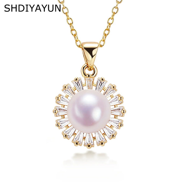 Pearl Pendant Necklace Freshwater Pearl Copper Microinlaid Zircon Jewelry