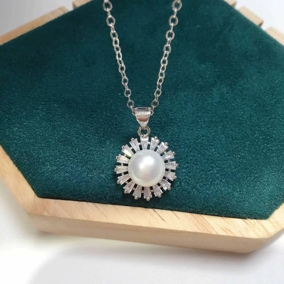 Pearl Pendant Necklace Freshwater Pearl Copper Microinlaid Zircon Jewelry