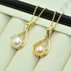 Pearl Pendant Necklace Freshwater Pearl Flat Round Steamed Bread Round Copper Natural Light Luxury Style Colorpreserving